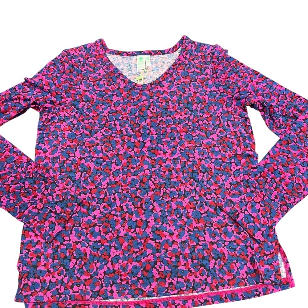 Westbound Womens Floral V-Neck Long Sleeve Top Pink Blue Red Size M NWOT - Picture 2 of 10